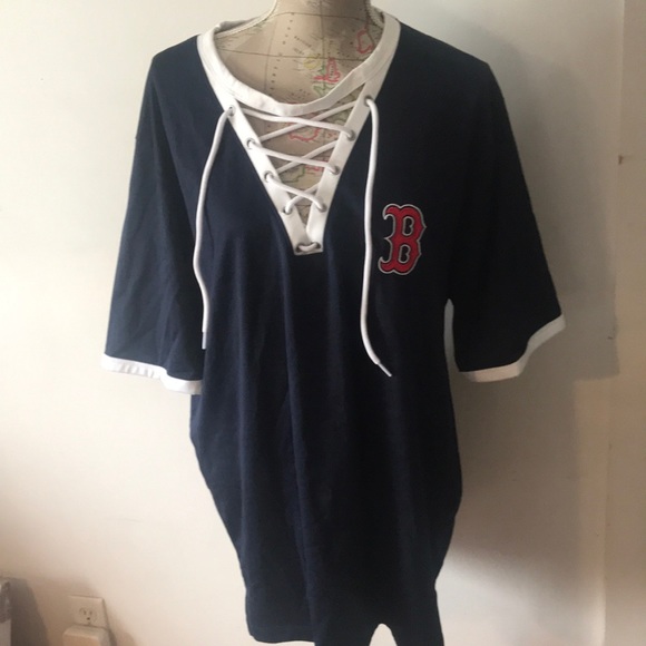 EUC VS PINK LACE UP BOSTON RED SOX SHIRT - Picture 3 of 7